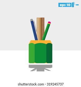 pen, pencil, ruler