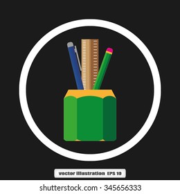 pen, pencil, ruler