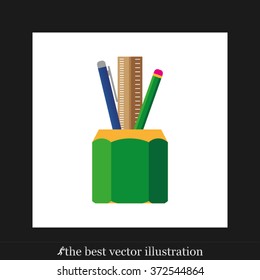 pen, pencil, ruler