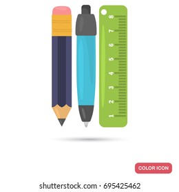 Pen, pencil and ruler color flat icon for web and mobile design