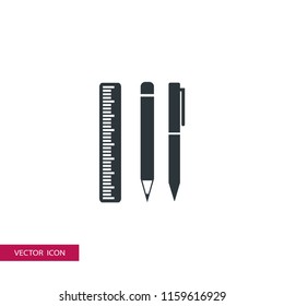 pen pencil and ruler icon