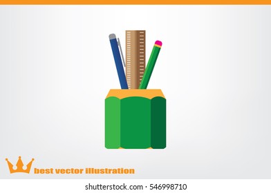 Pen Pencil Ruler Icon.