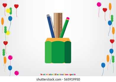 Pen Pencil Ruler Icon.