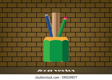 Pen Pencil Ruler Icon.