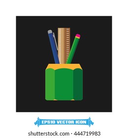Pen, pencil and ruler icon vector illustration eps10.
