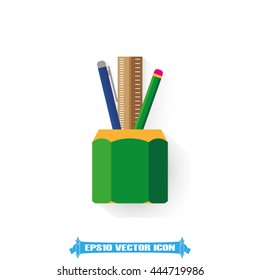 Pen, pencil and ruler icon vector illustration eps10.