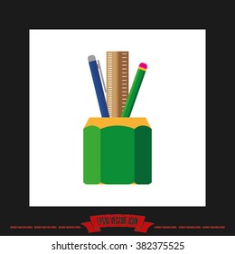 pen, pencil, ruler vector illustration