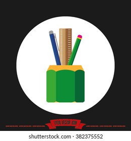 pen, pencil, ruler vector illustration
