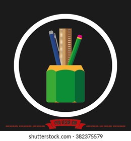 pen, pencil, ruler vector illustration