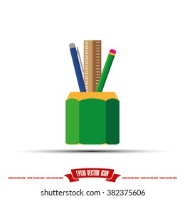 pen, pencil, ruler vector illustration