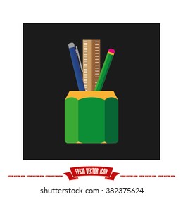 pen, pencil, ruler vector illustration