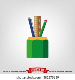 pen, pencil, ruler vector illustration