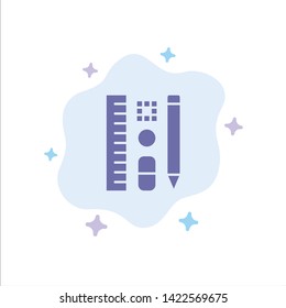 Pen, Pencil, Scale, Education Blue Icon on Abstract Cloud Background