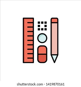 Pen, Pencil, Scale, Education  Flat Color Icon. Vector icon banner Template