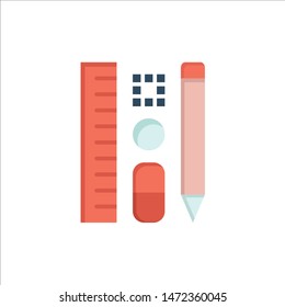 Pen, Pencil, Scale, Education  Flat Color Icon. Vector icon banner Template