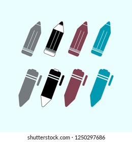 Pen and pencil. School supplies. Vector