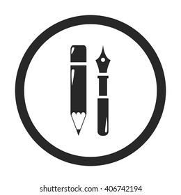 Pen and pencil sign simple icon on background