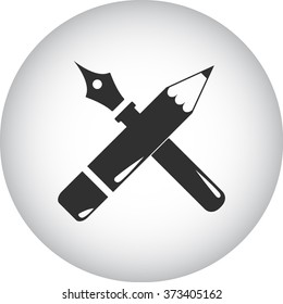 Pen and pencil simple icon on colorful round background