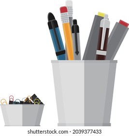 Pen Pencil Stand Vector Illustration