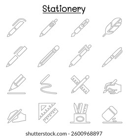 Pen, Pencil, Stationery icon set vector illustration graphic design