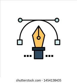 Pen, Pencil, Text, Education  Flat Color Icon. Vector icon banner Template