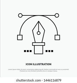 Pen, Pencil, Text, Education Vector Line Icon