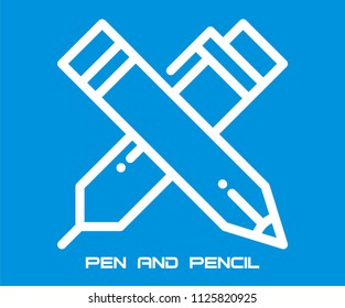 PEN AND PENCIL VECTOR ICON 