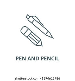 Pen and pencil vector line icon, linear concept, outline sign, symbol