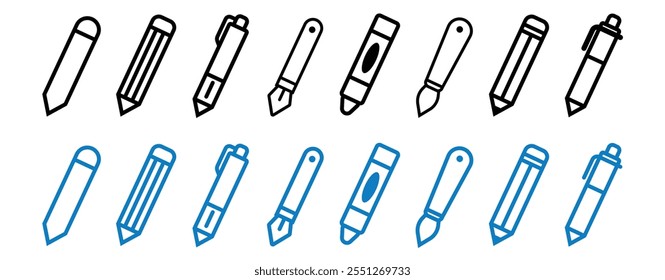 pen and pencils icon simple monochrome pencil write create draw brush
