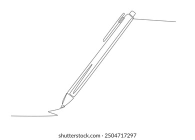 Pen. Pencils and pens concept one-line drawing