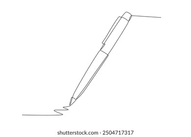 Pen. Pencils and pens concept one-line drawing