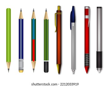 pen and pencils for school and office 

supplies isolated
