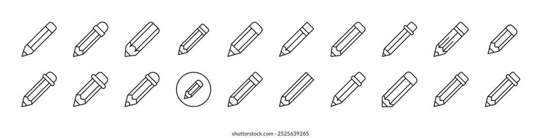 Pen and Pencils Set of Thin Icons. Editable Stroke. Suitable for Web Sites, Books, Cards, Apps 