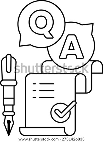 A pen and a piece of paper with a question mark and an A on it. Concept of asking a question and receiving an answer