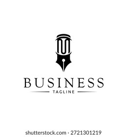 Concepto de logotipo creativo de pluma y pilar