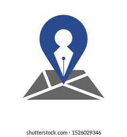 The Pen and Pin Navigation Combine as symbol of legal map