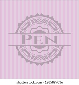 Pen pink emblem. Retro