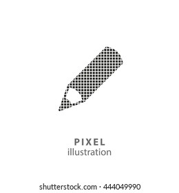 Pen - pixel icon. Vector Illustration. Design logo element. Isolated on white background. It is easy to change to any color.