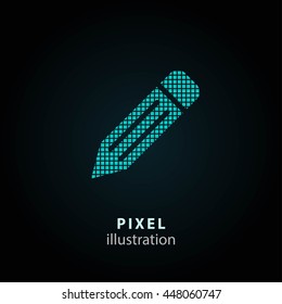 Pen - pixel icon. Vector Illustration. Design logo element. Isolated on black background. It is easy to change to any color.