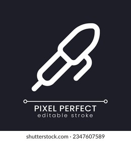 Pen pixel perfect white linear ui icon for dark theme. Text typing. Communication online. Vector line pictogram. Isolated user interface symbol for night mode. Editable stroke. Poppins font used