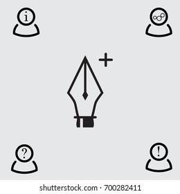 Pen with plus sign vector icon