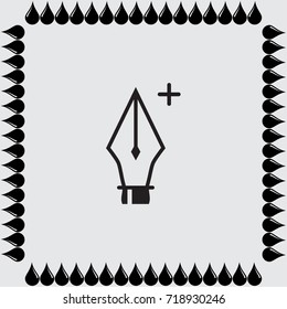 Pen with plus sign vector icon