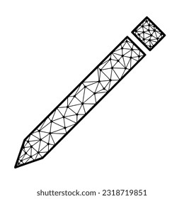 Icono vectorial poligonal de pluma aislado en fondo blanco.
