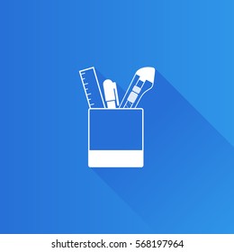 Pen pot icon in Metro user interface color style. Office supply writing