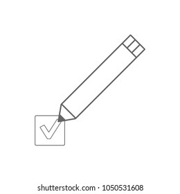 Pen puts a tick. Voting, elections, poll concept. Vector.