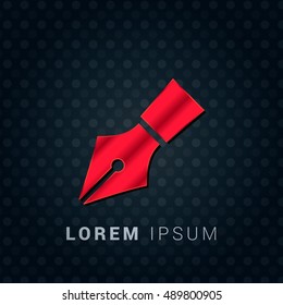 Pen Red chromium precious metallic 3D Icon / Logo Design