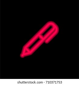 Pen red glowing neon ui ux icon. Glowing sign logo vector