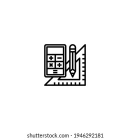 pen rule calculator icon vector isolated on white background