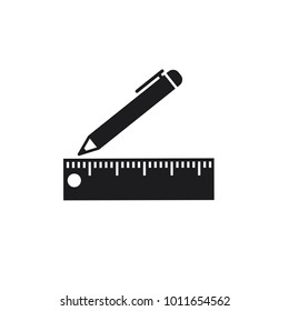 pen and ruler conception, pen icon, ruler icon 