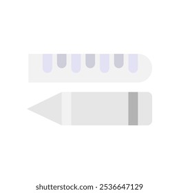 Pen and ruler flat icons. office equipment symbols with easily recognizable elements.